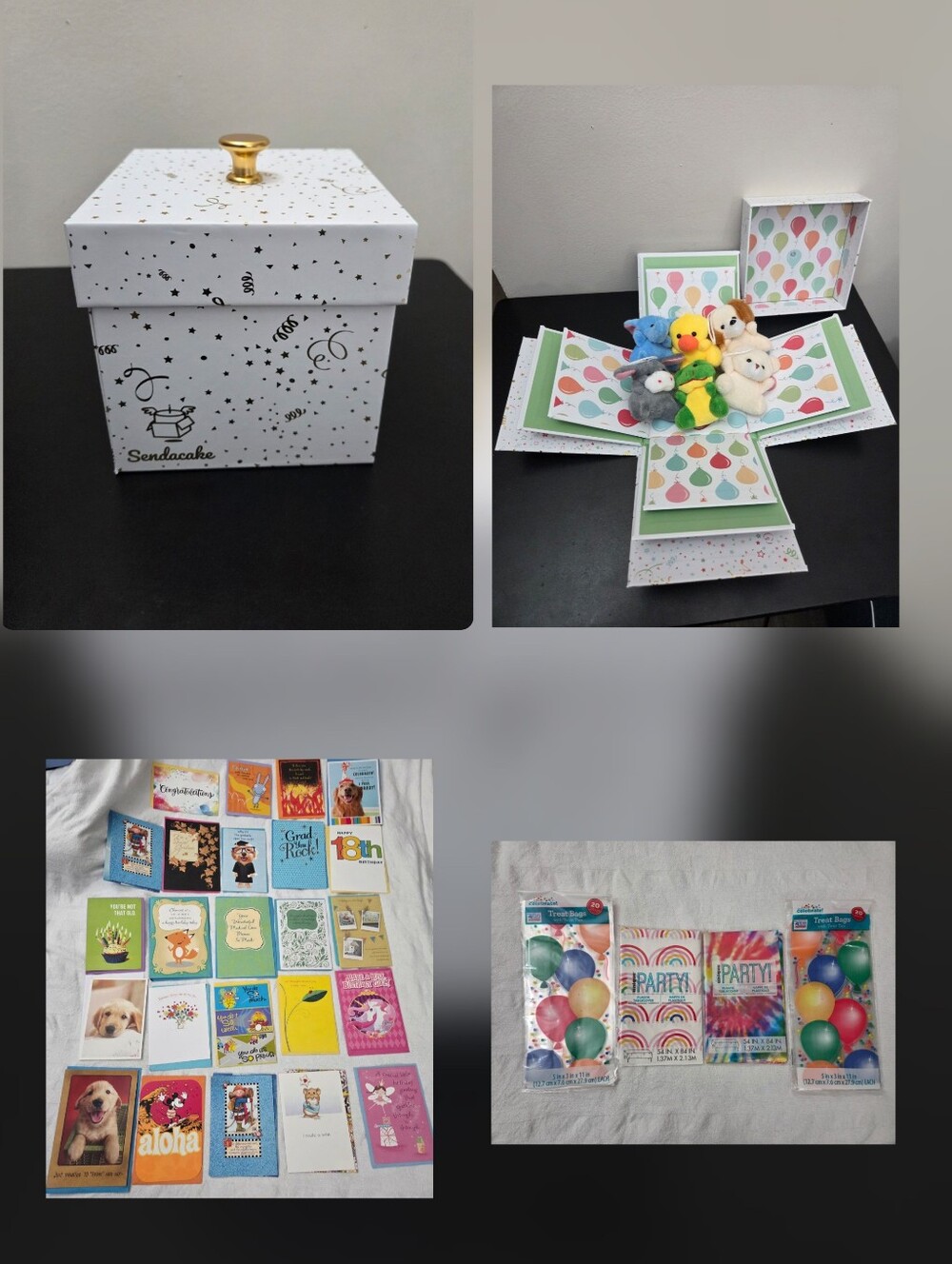 Send A Cake Explosion Box + 22 Greeting Cards & Birthday Party Bundle